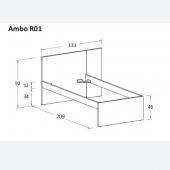 R01 131 x 209 x h 92 cm (dimensioni materasso 90 x 200 cm)