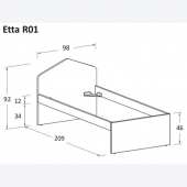 Etta R01 98 x 209 x h 92 cm (dimensioni materasso 90 x 200 cm)