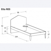 Etta R03 98 x 229 x h 92 cm (dimensioni materasso 90 x 220 cm)