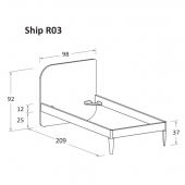 R03 98 x 209 x h 92 cm (mattress size 90 x 200 cm)