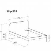 R03 128 x 209 x h 92 cm (mattress size 120 x 200 cm)
