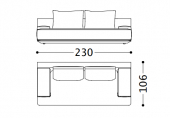 230 x 106 x h 82 cm  Sofa