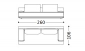 260 x 106 x h 82 cm Sofa